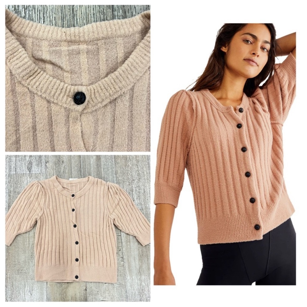 NWOT Free People Sloane Cardigan Color Cafe Cream Size Large